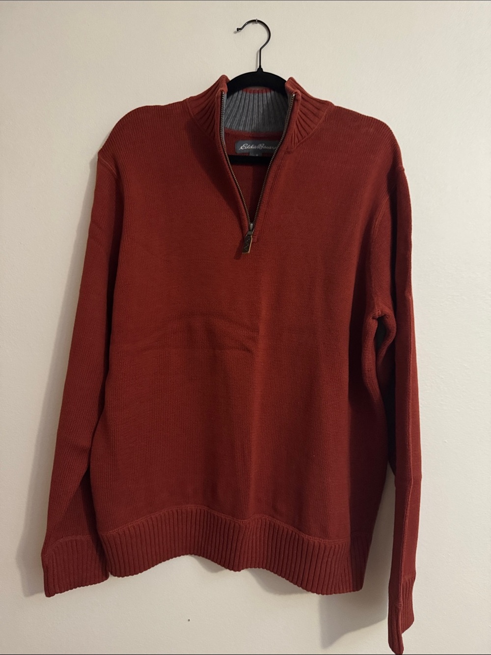 Eddie Bauer Men's Zip-Neck Sweater in Rust